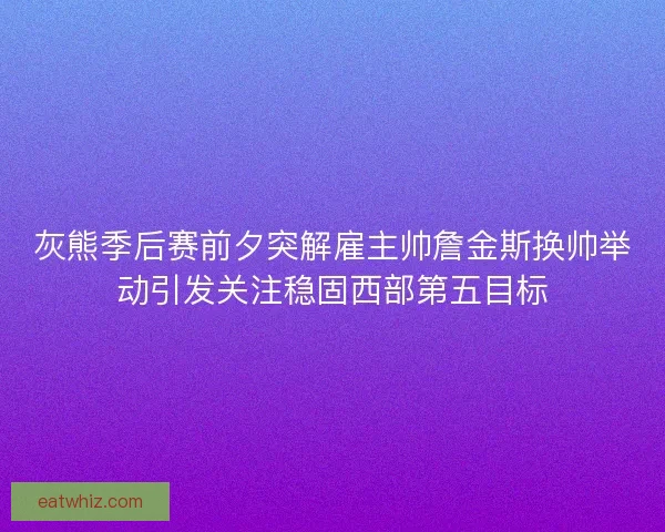 灰熊季后赛前夕突解雇主帅詹金斯换帅举动引发关注稳固西部第五目标