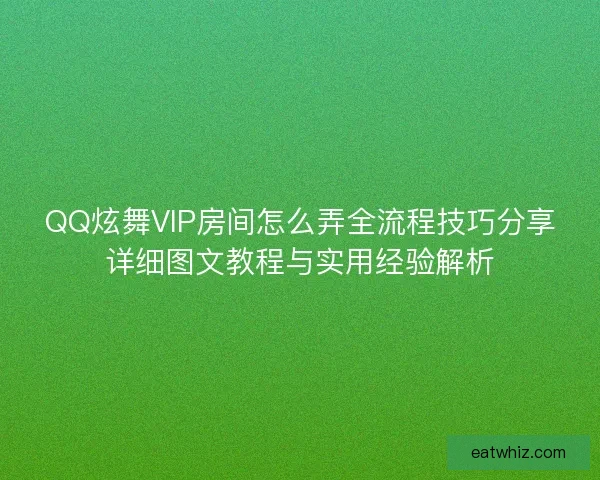 QQ炫舞VIP房间怎么弄全流程技巧分享详细图文教程与实用经验解析
