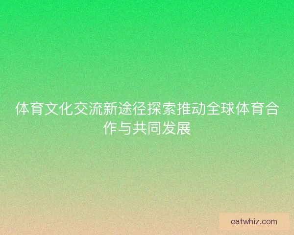 体育文化交流新途径探索推动全球体育合作与共同发展